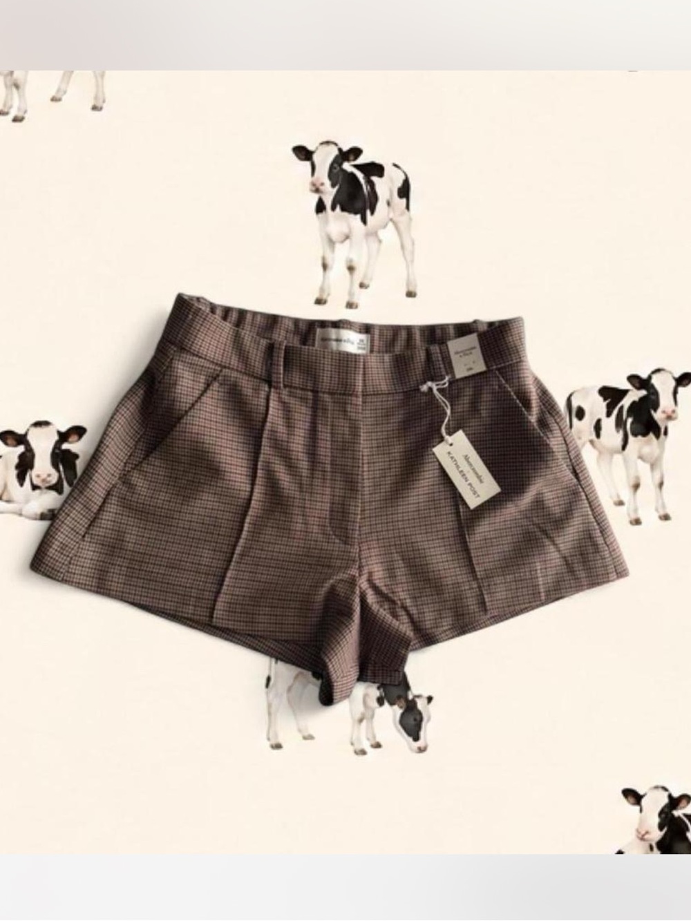 Abercrombie & Fitch High Waist Brown Checkered Shorts